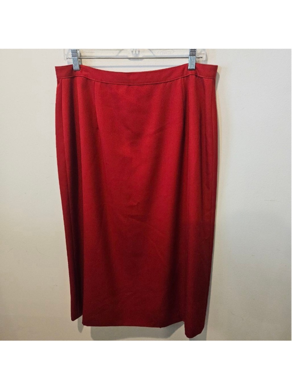 Women's Paola Rossini Red Pure New Wool Pleasted Midi Skirt Made in Italy 10 - Picture 12 of 15